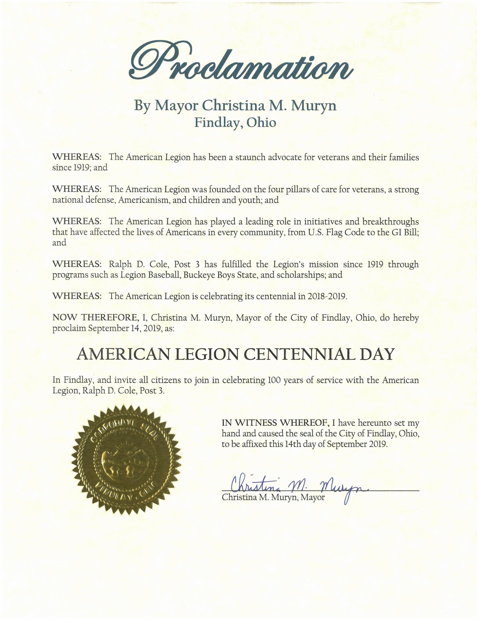 2019.09.14.American Legion Centennial Day