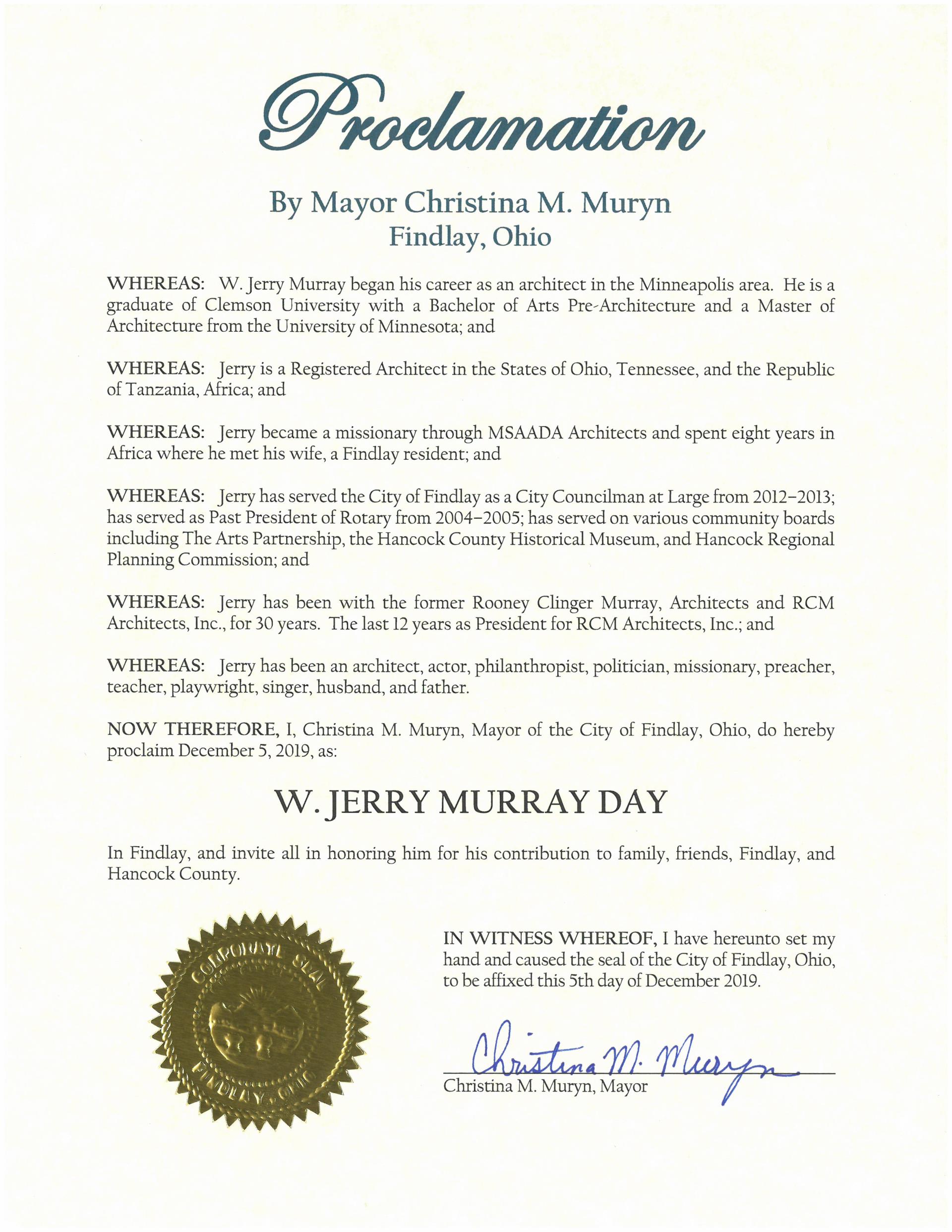 2019.12.05.W. Jerry Murray Day