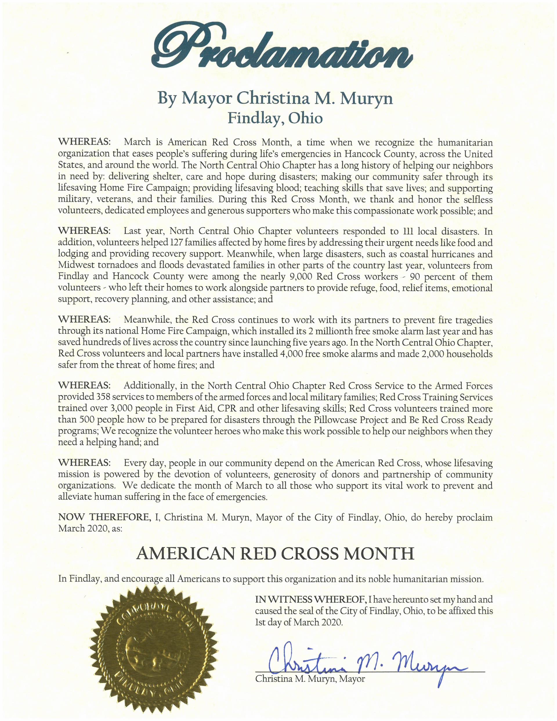 2020.03.American Red Cross Month Proclamation