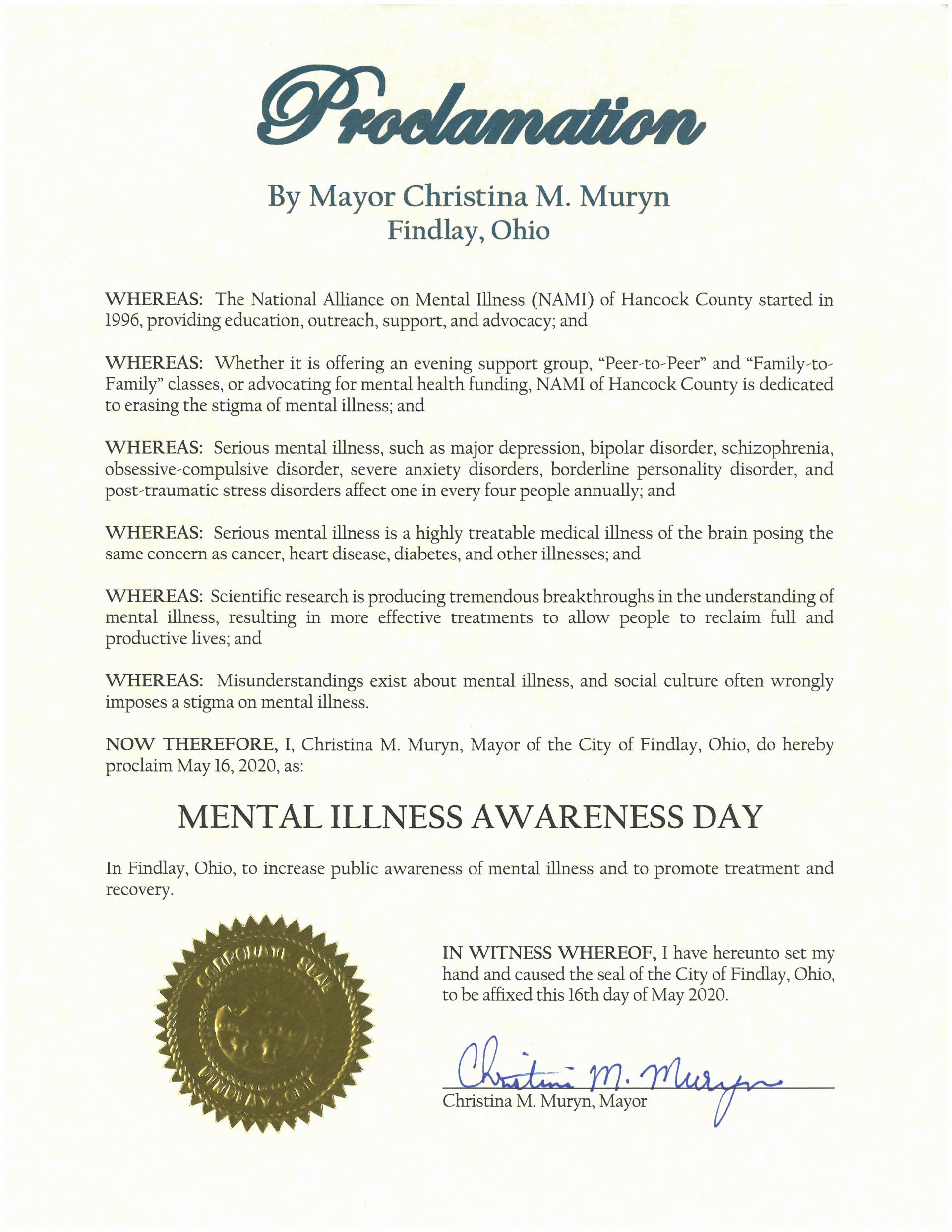 2020.05.16.Mental Illness Awareness Day Proclamation