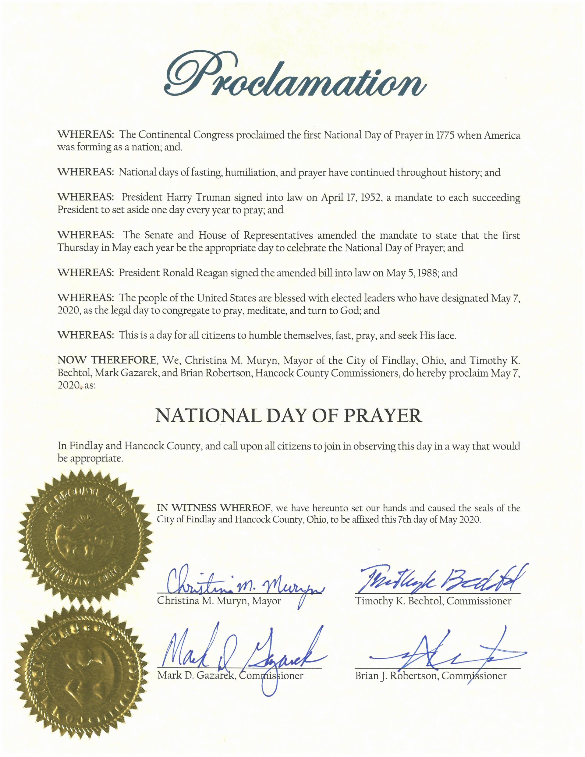 2020.05.07.National Day of Prayer Proclamation