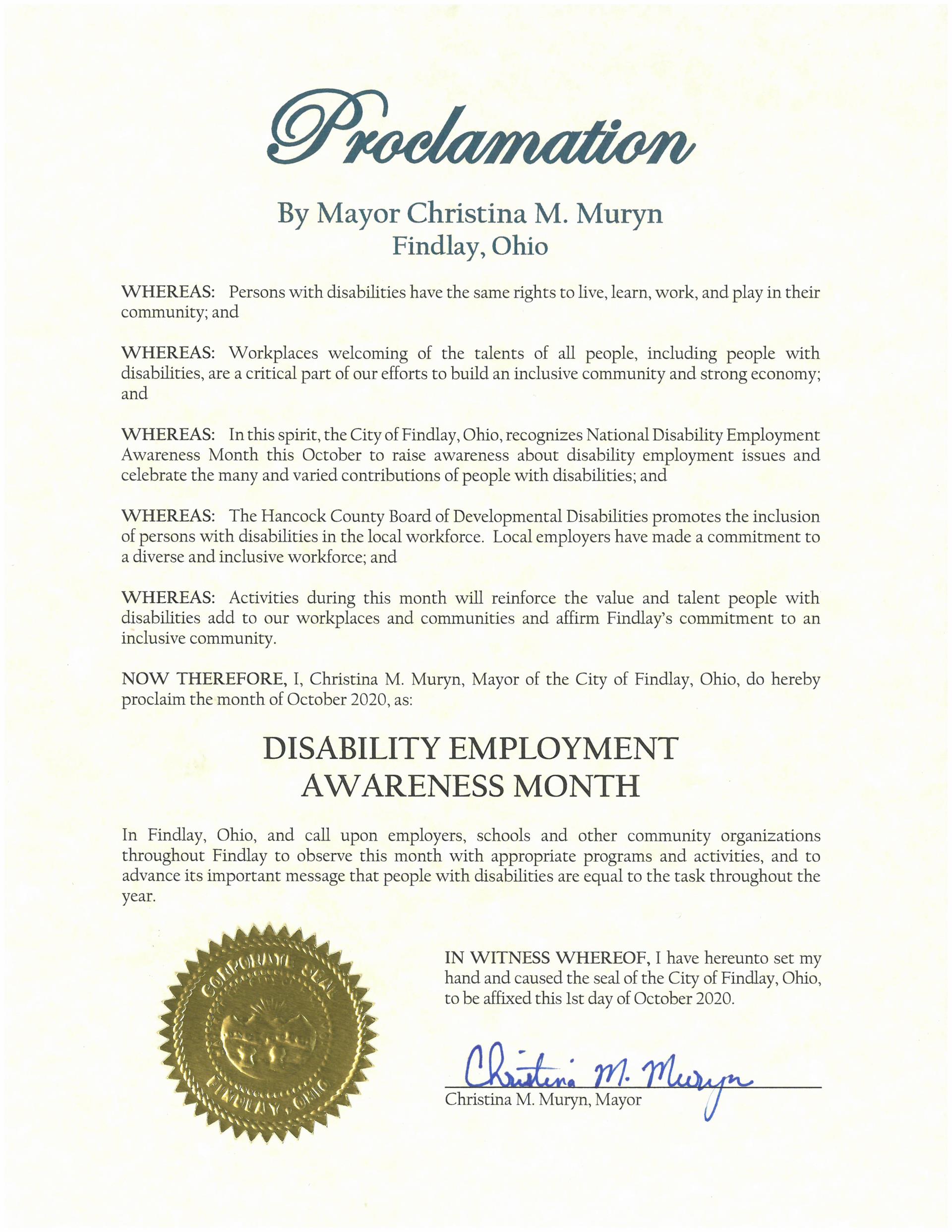 2020.10.National Disability Employment Awareness Month Proclamation