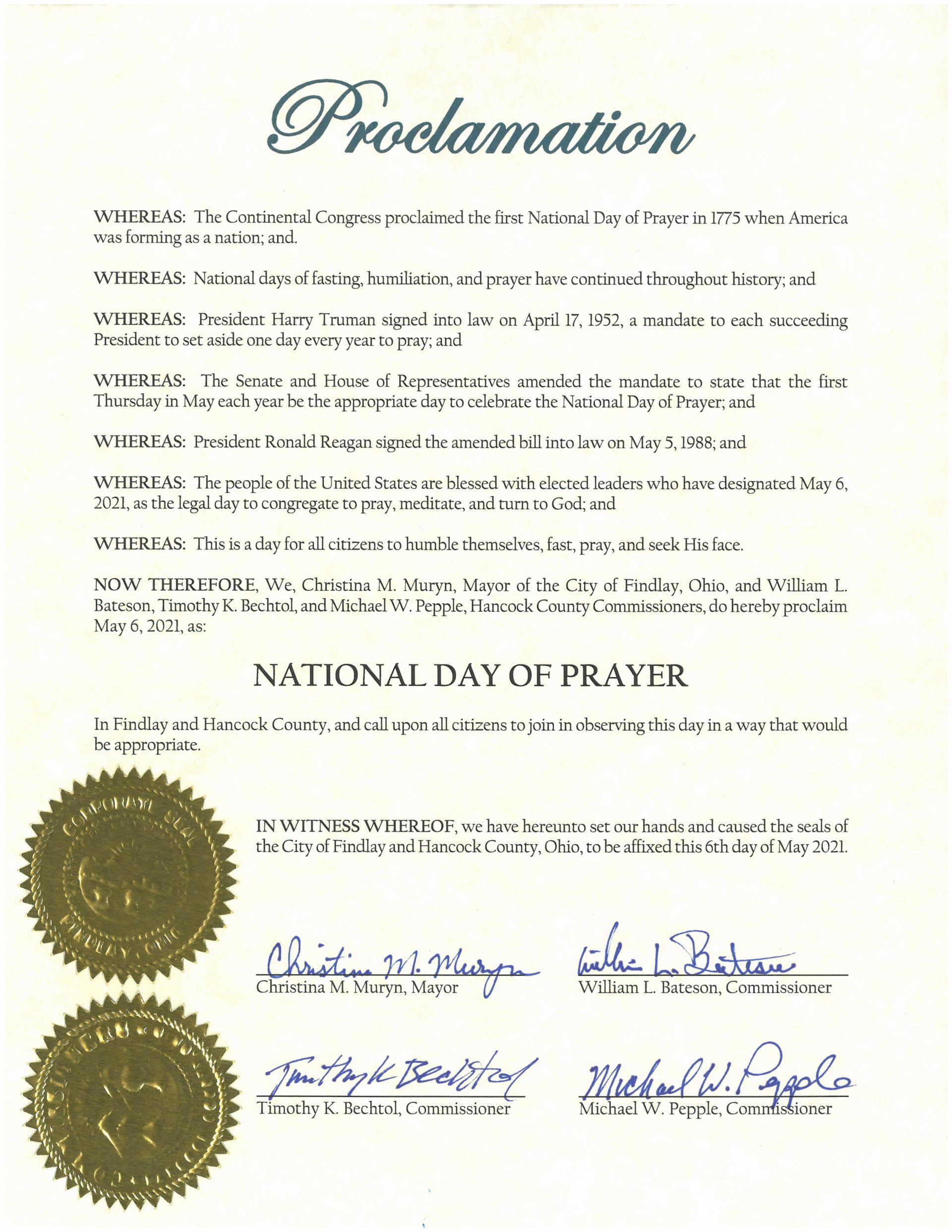 National Day of Prayer Proclamation