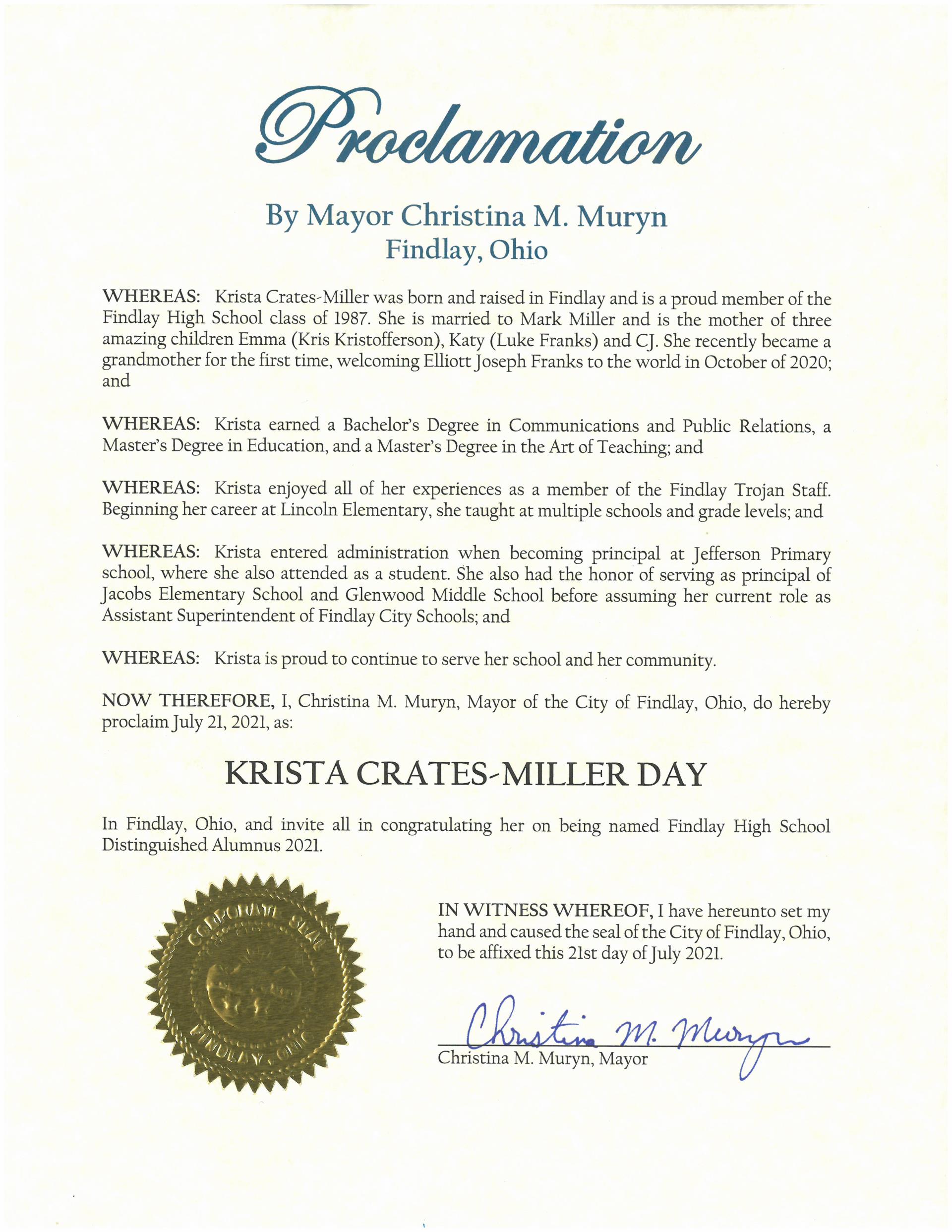 2021.07.21.Krista Crates-Miller Day Proclamation