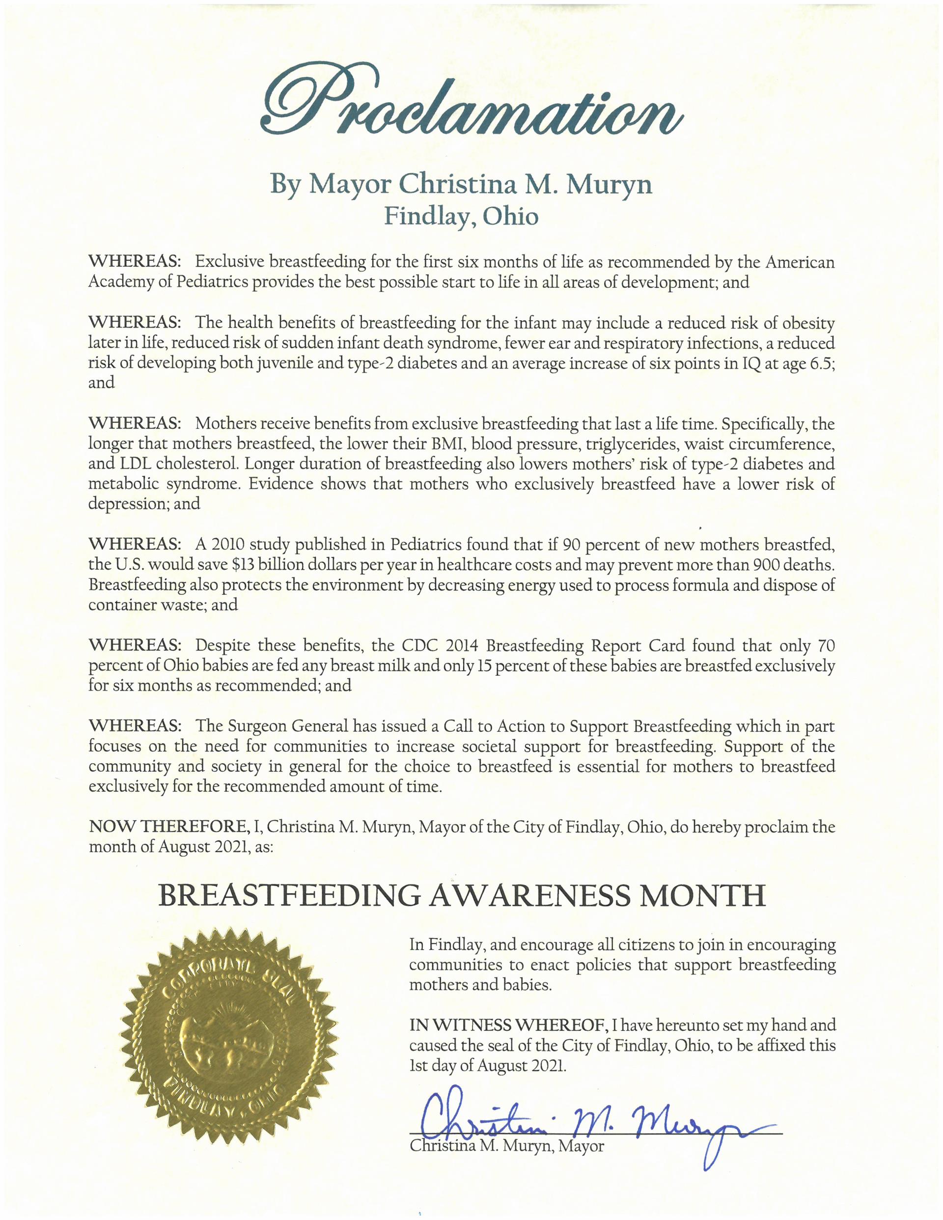 2021.08.Breastfeeding Awareness Month Proclamation