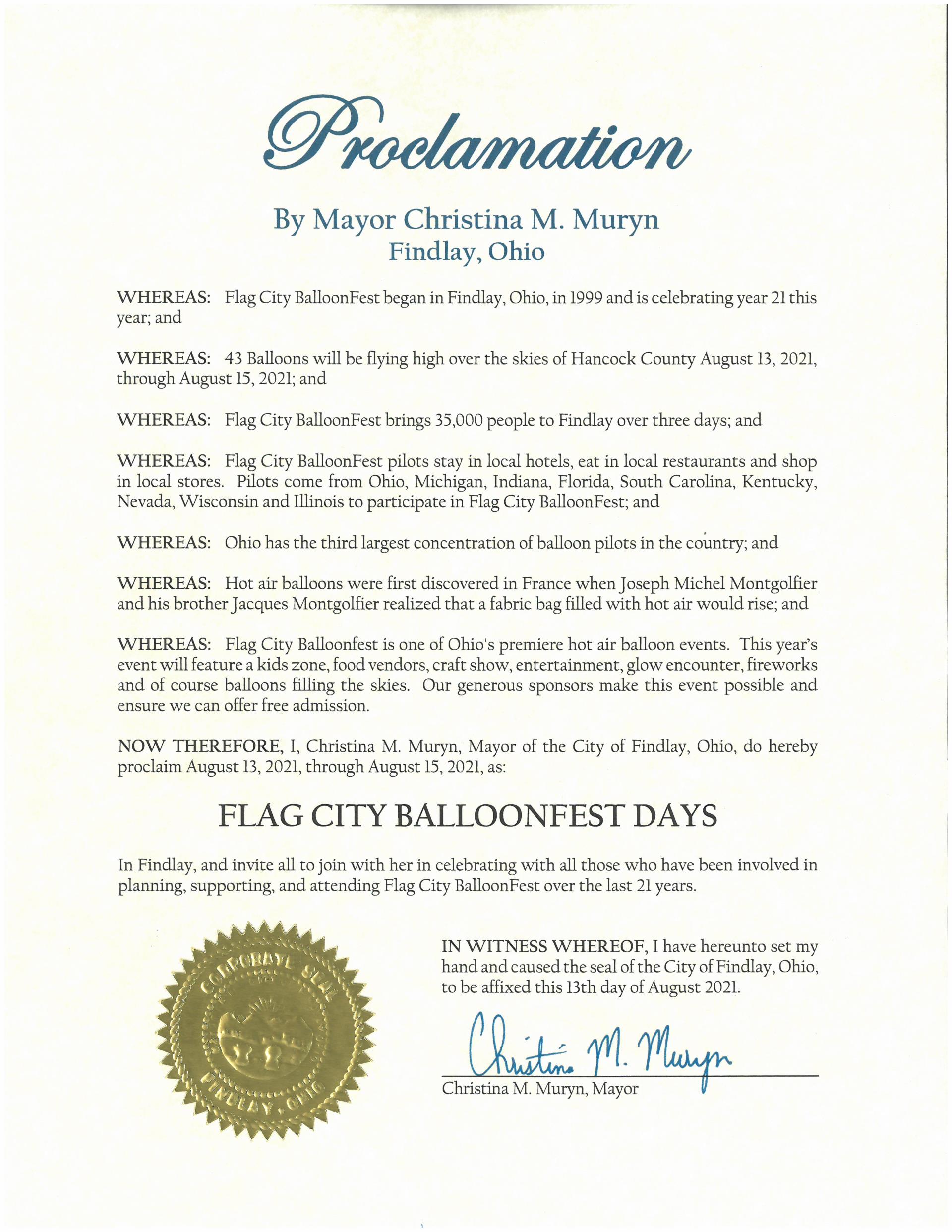 2021.08.13-15.Flag City BalloonFest Days Proclamation