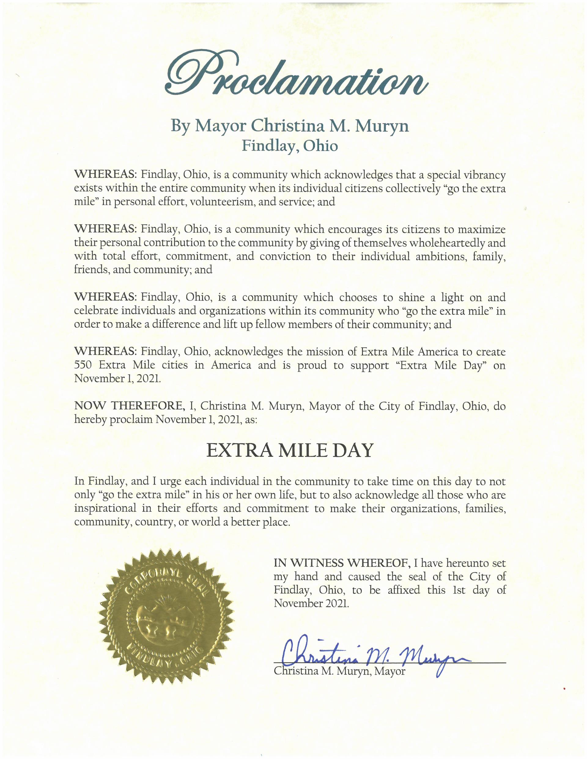 2021.11.01.Extra Mile Day Proclamation