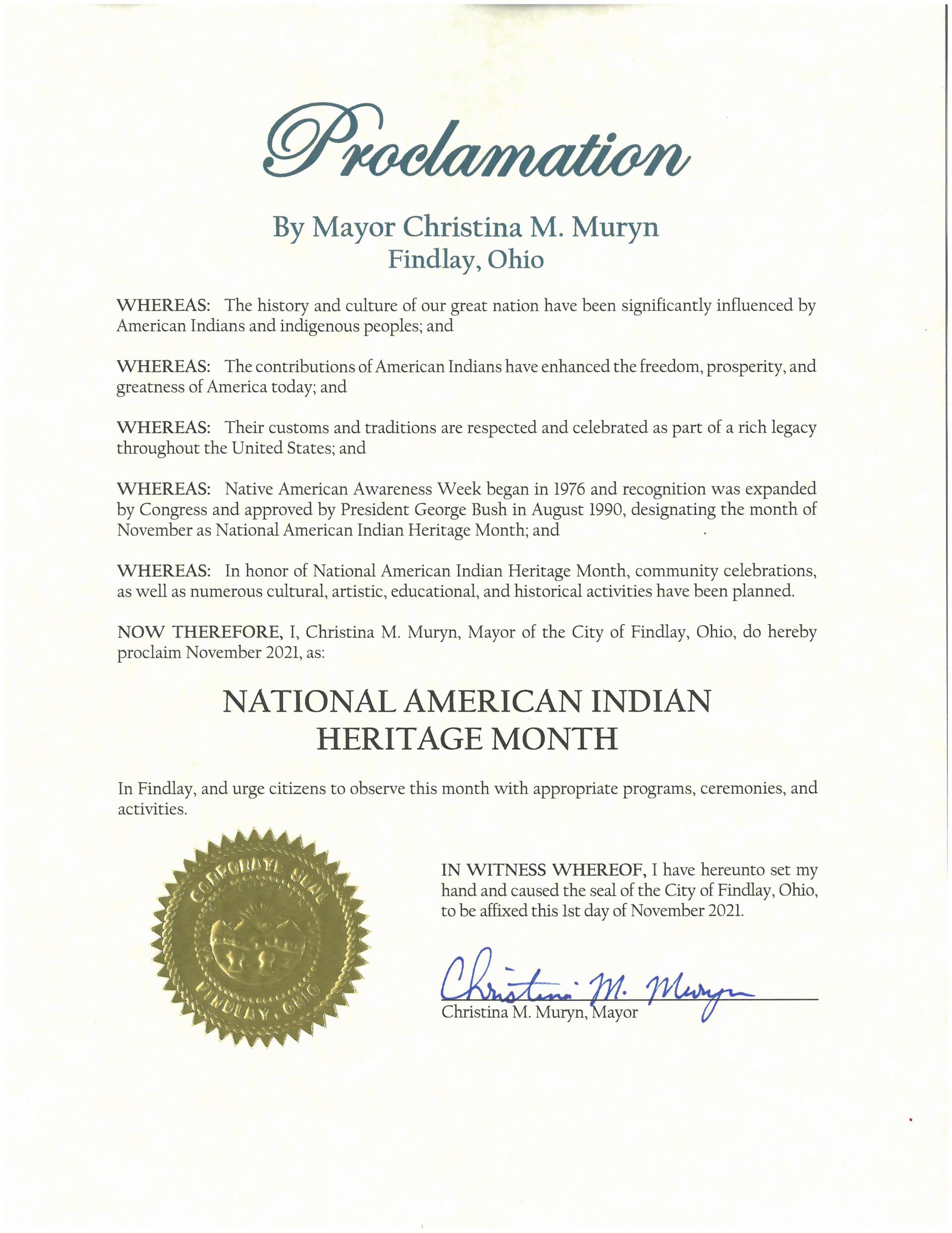 2021.11.National American Indian Heritage Month Proclamation