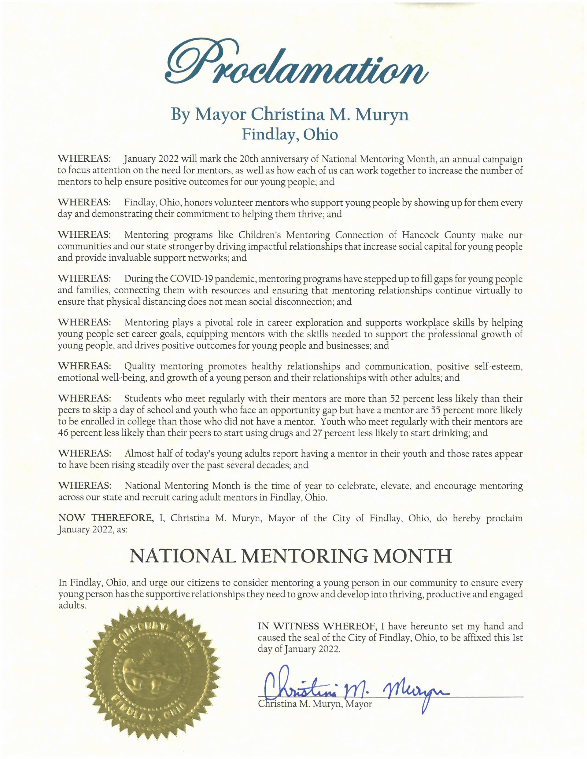 2022.01.National Mentoring Month Proclamation