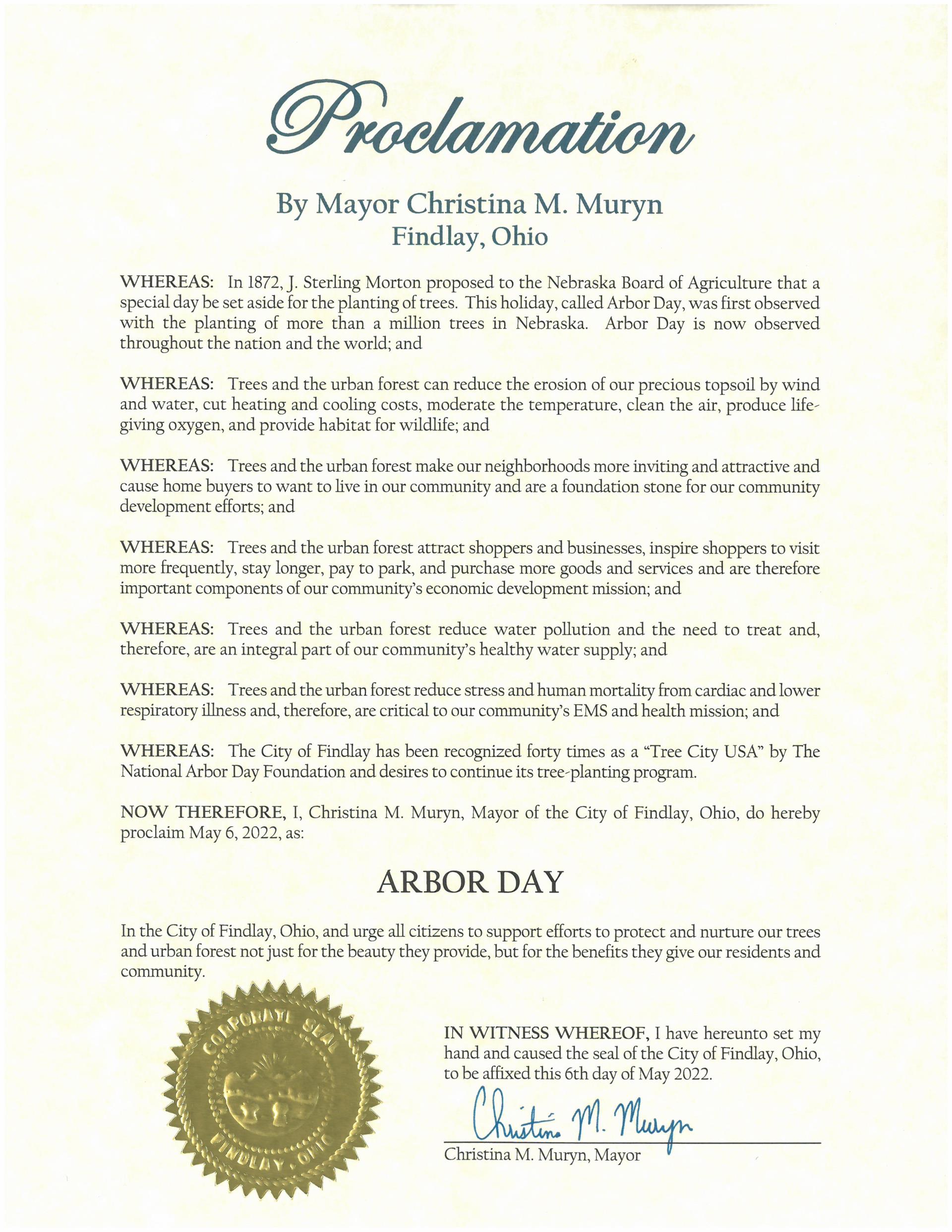 2022.05.06.Arbor Day Proclamation