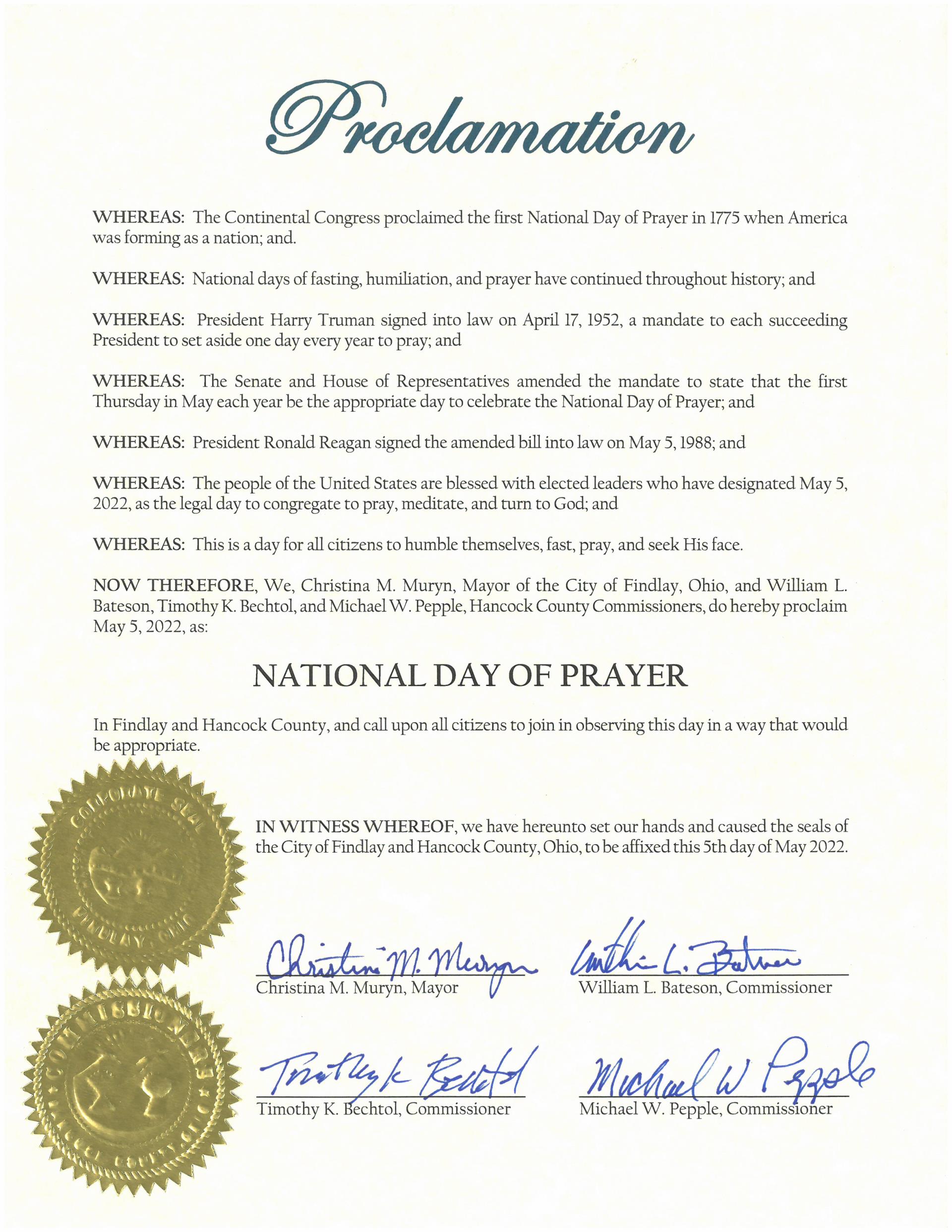 2022.05.05.National Day of Prayer Proclamation