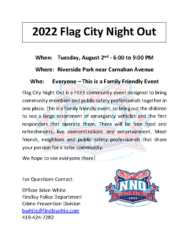 2022 Flag City National Night Out Flyer