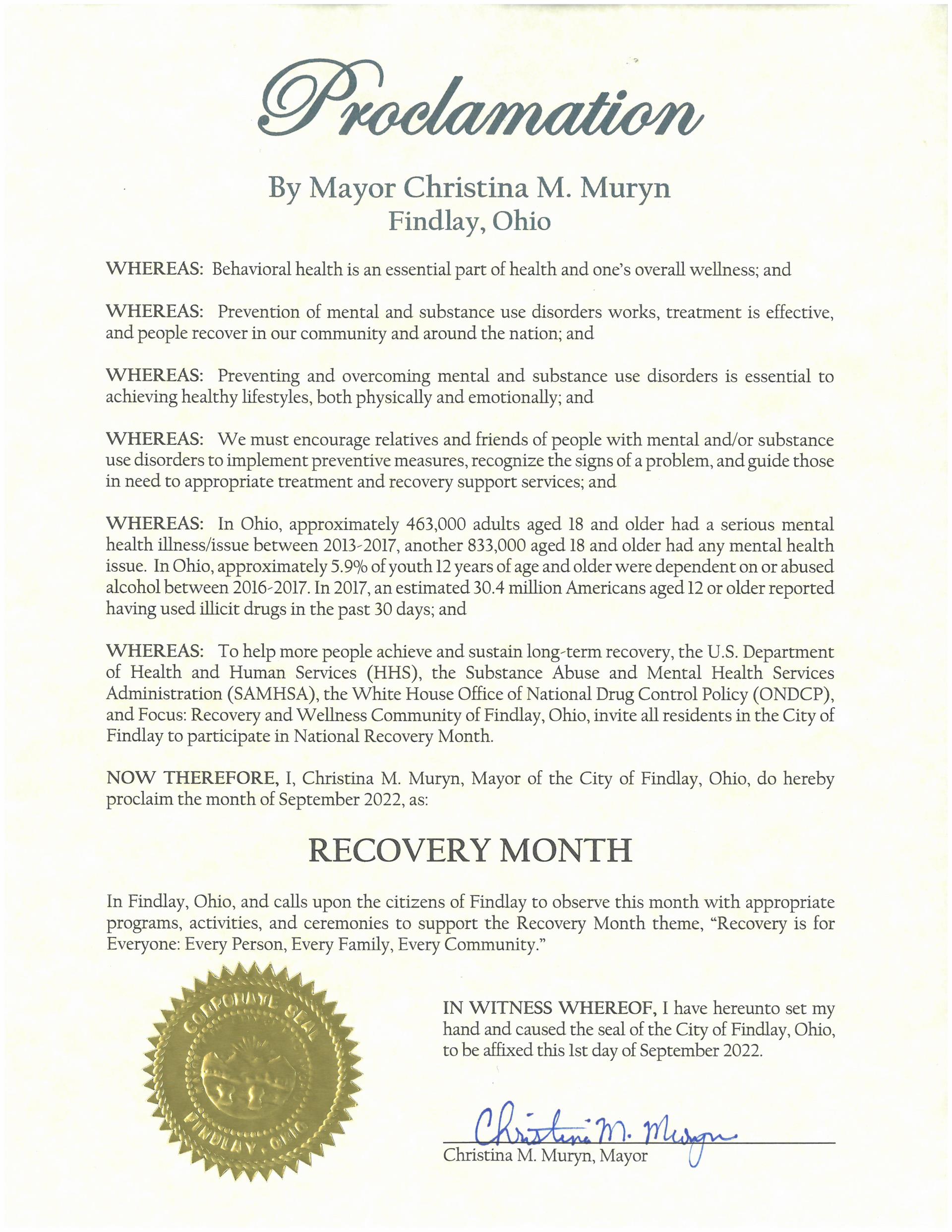 2022.09.Recovery Month Proclamation