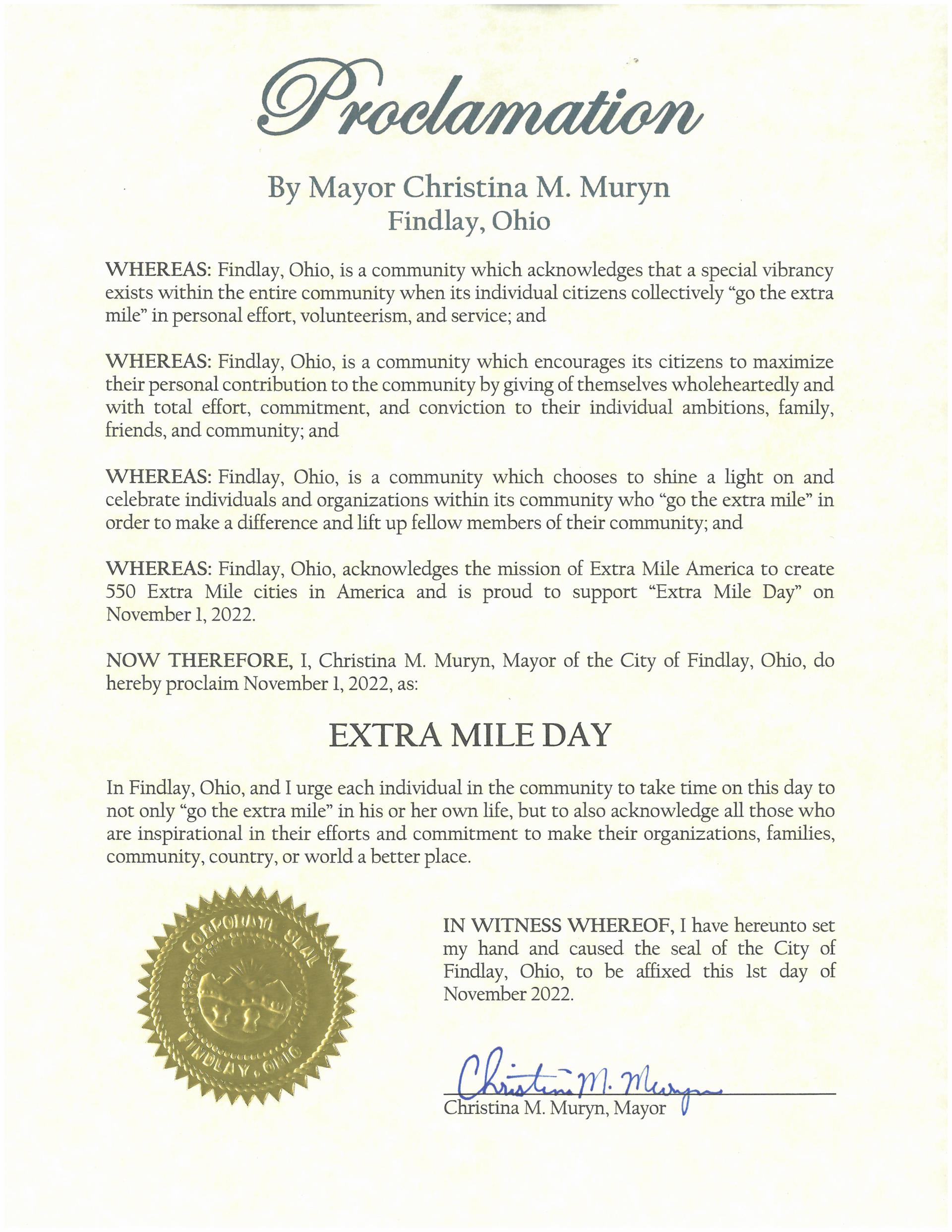 2022.11.01.Extra Mile Day Proclamation