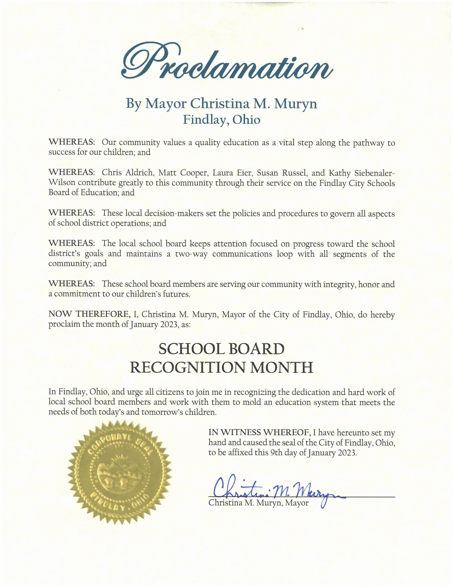 2023.01.School Board Recognition Month Proclamation