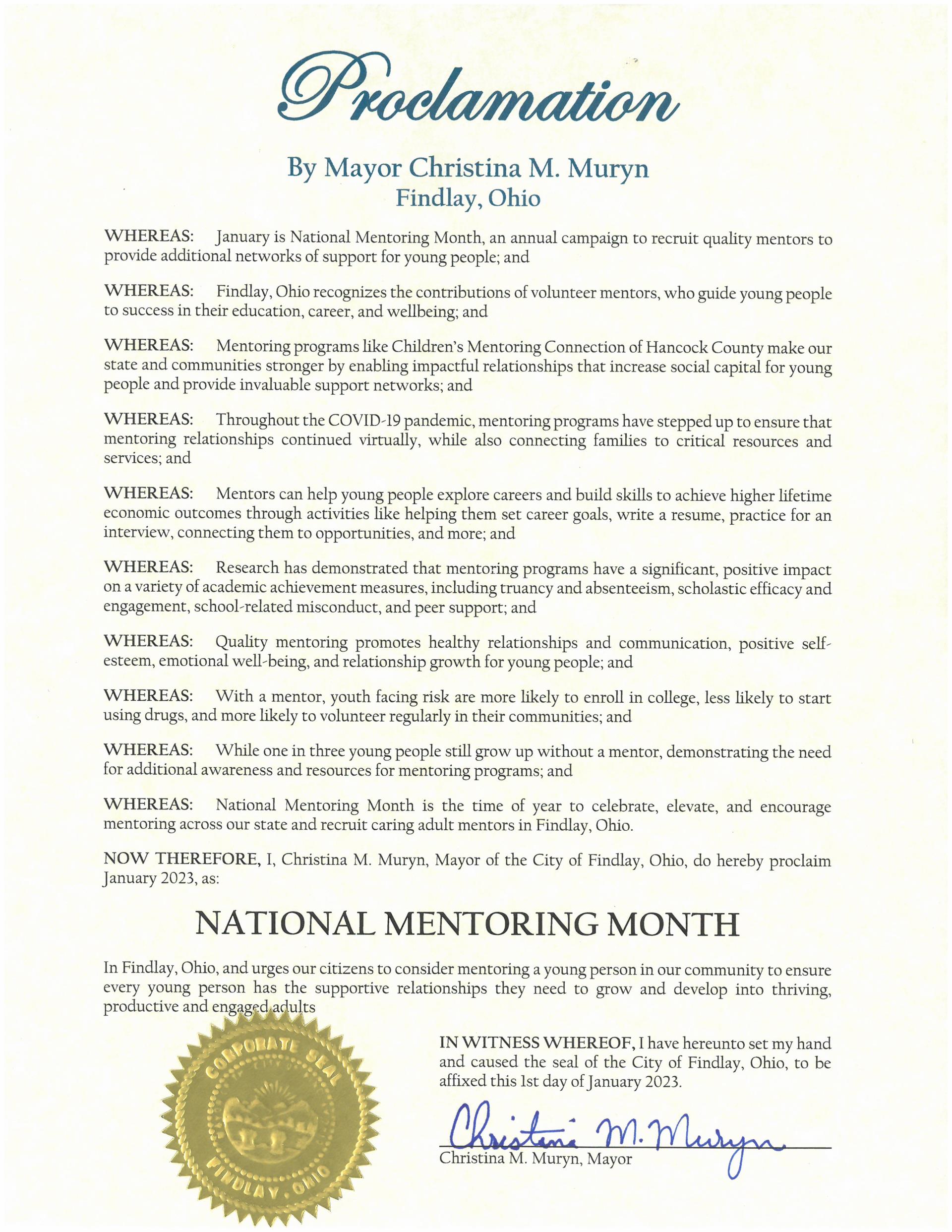 2023.01.National Mentoring Month Proclamation