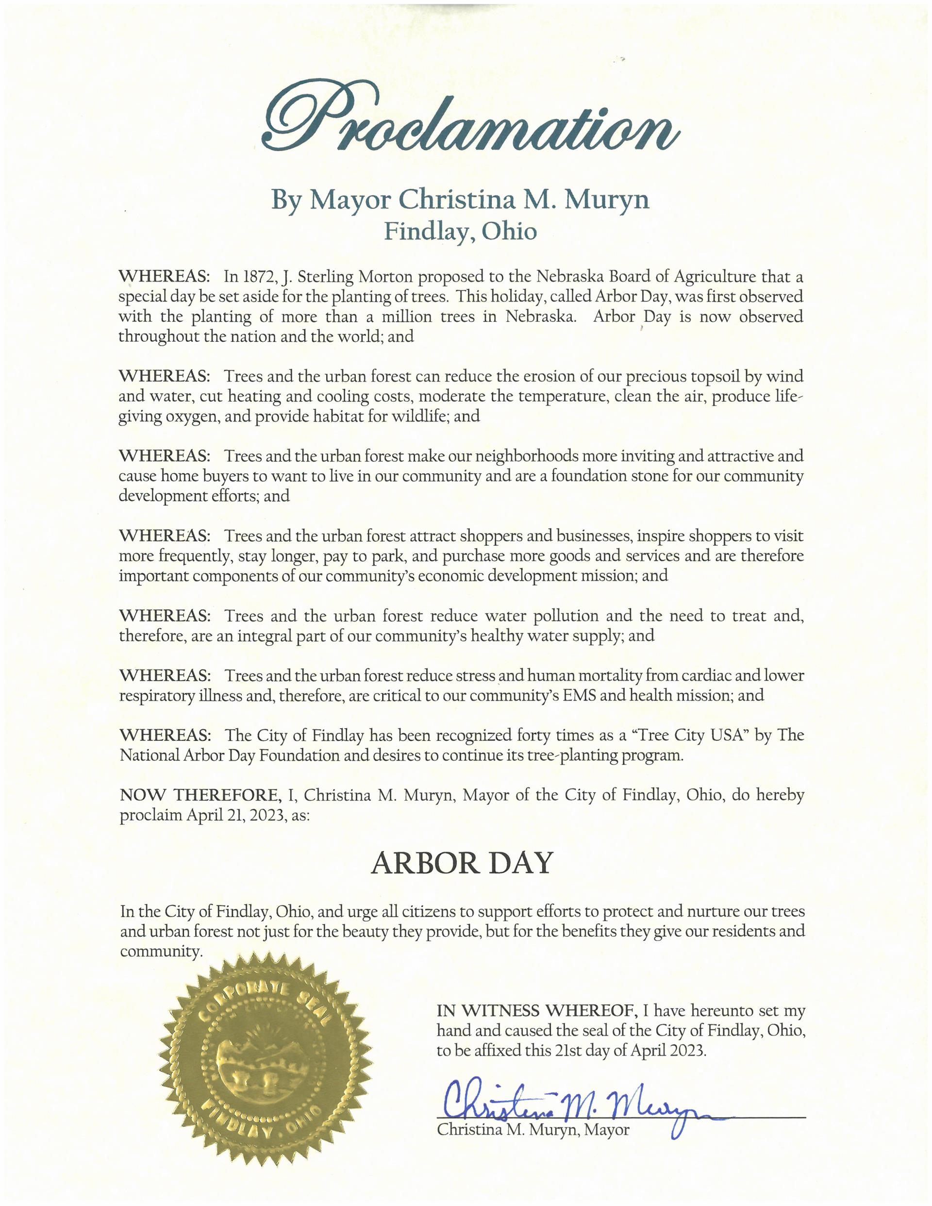 2023.04.21.Arbor Day Proclamation