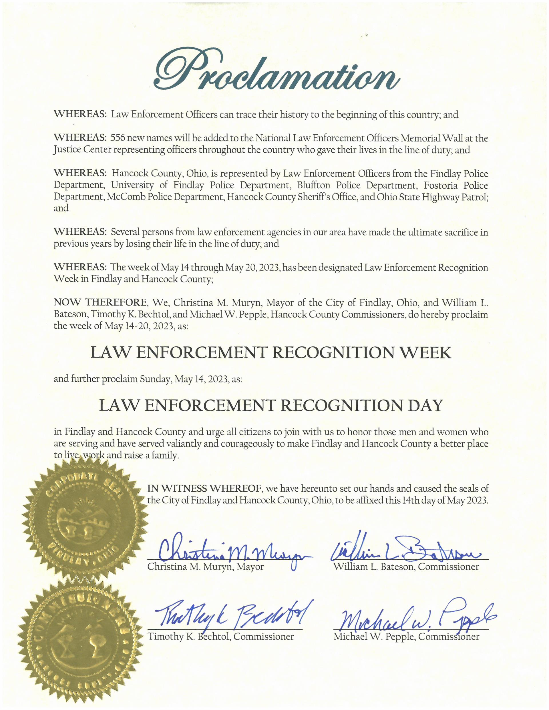 2023.05.14-20.Law Enforcement Week Proclamation