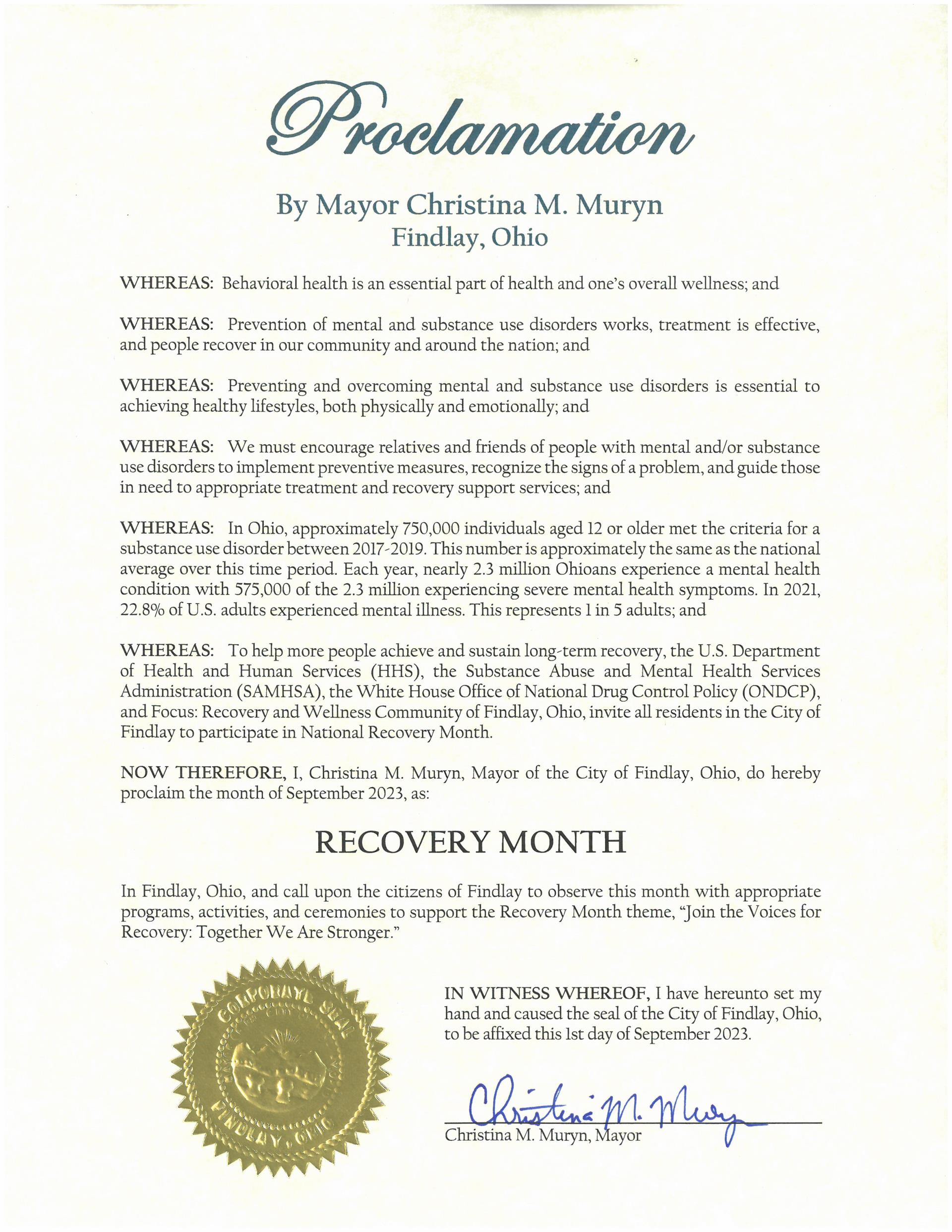 2023.09.Recovery Month Proclamation