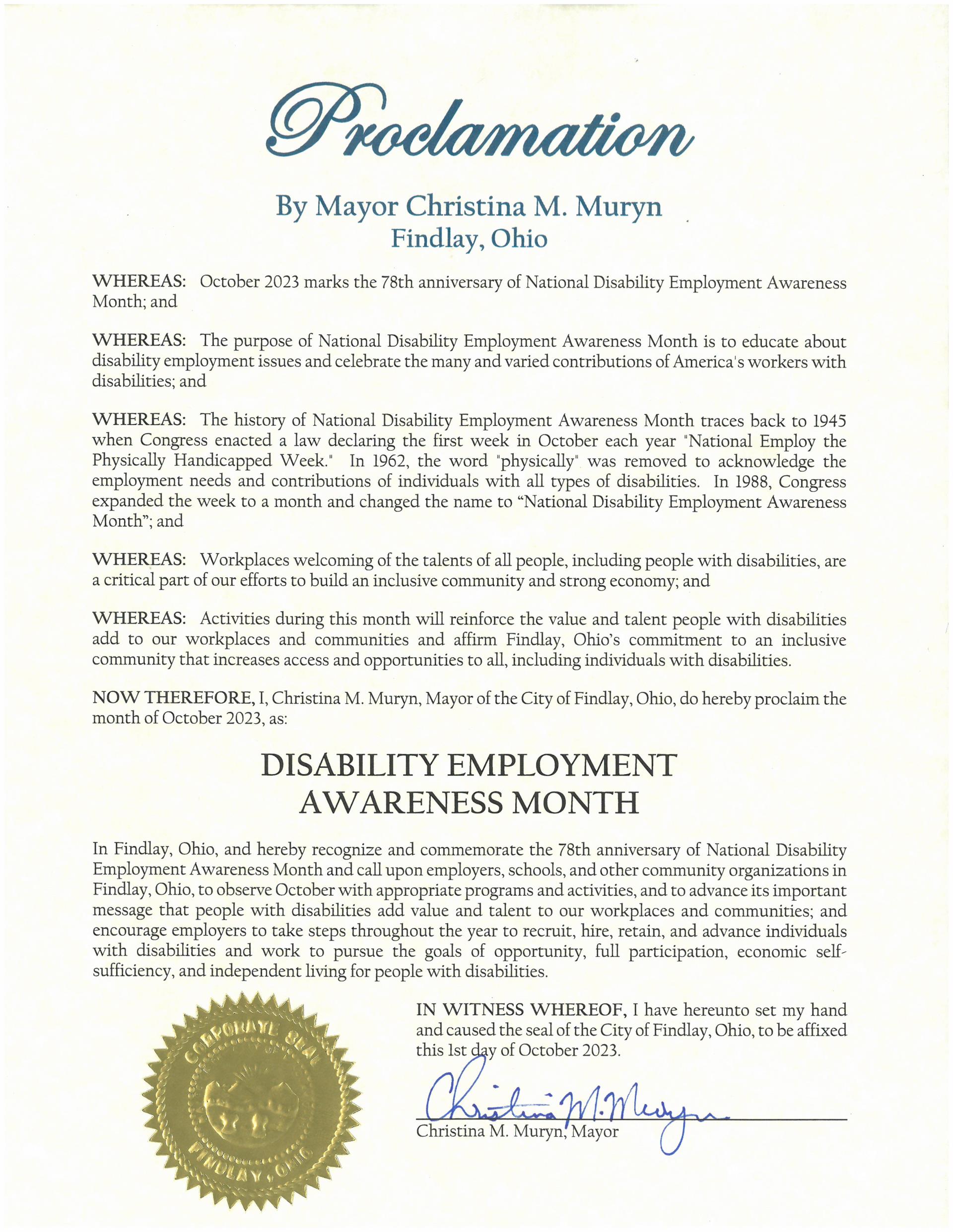 2023.10.National Disability Employment Awareness Month Proclamation