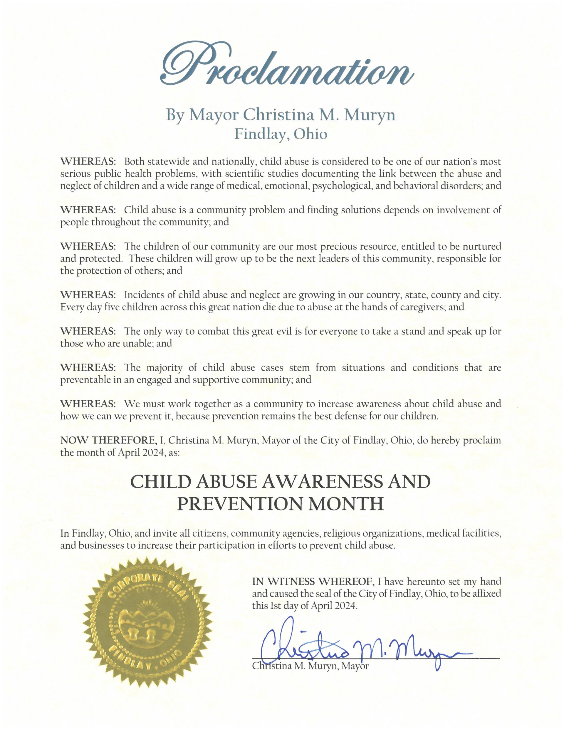 2024.04.Child Abuse Awareness and Prevention Month Proclamation