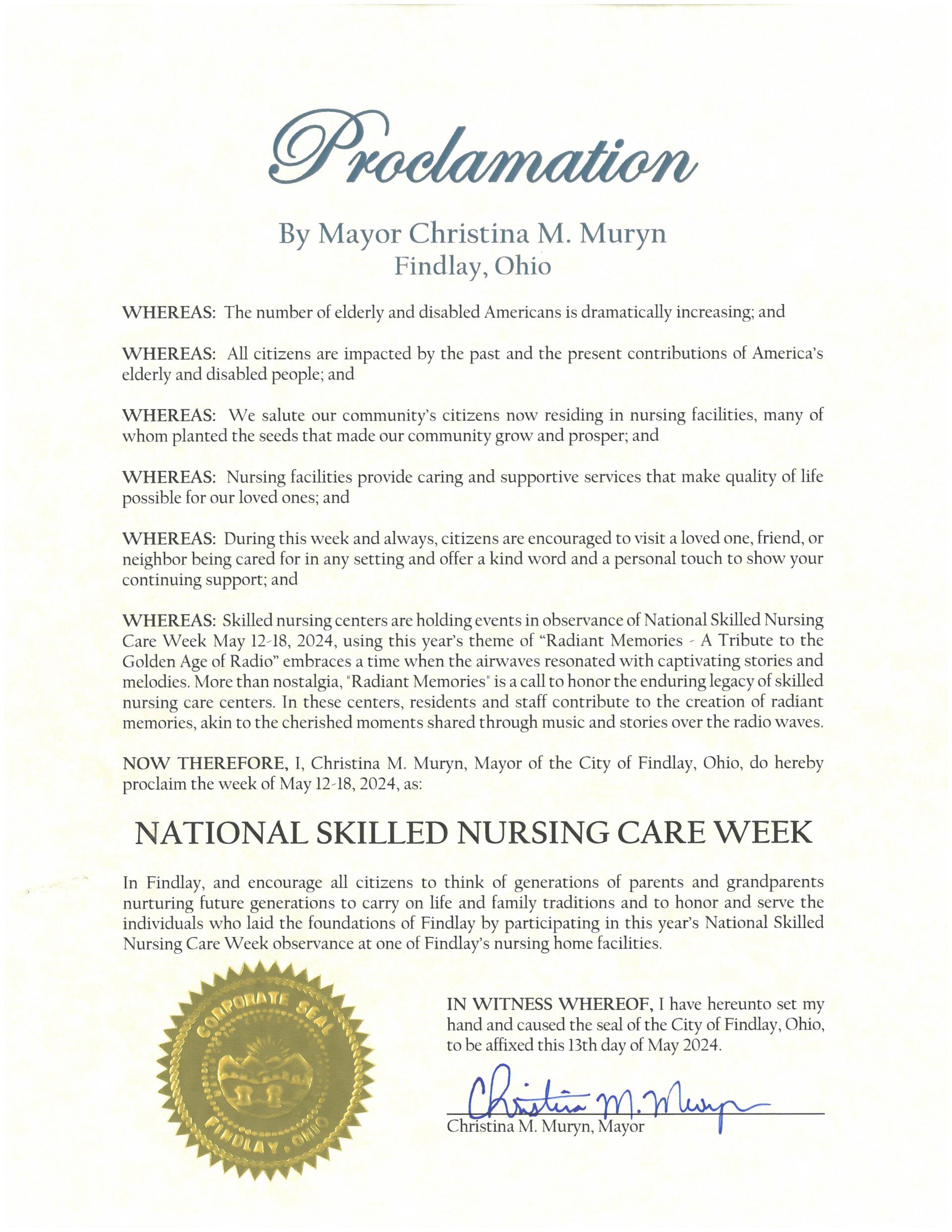 2024.05.12-18.National Skilled Nursing Care Week Proclamation