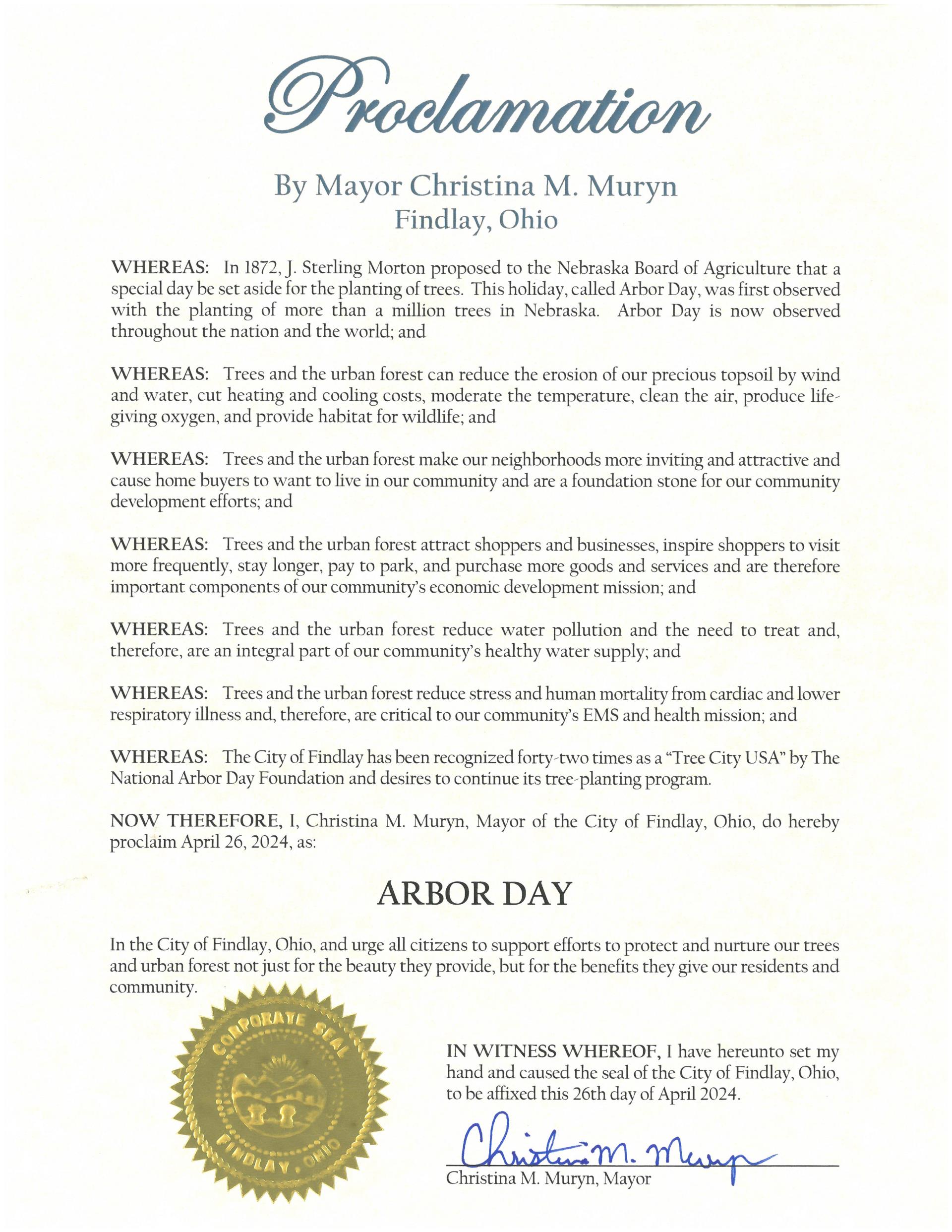 2024.04.26.Arbor Day Proclamation