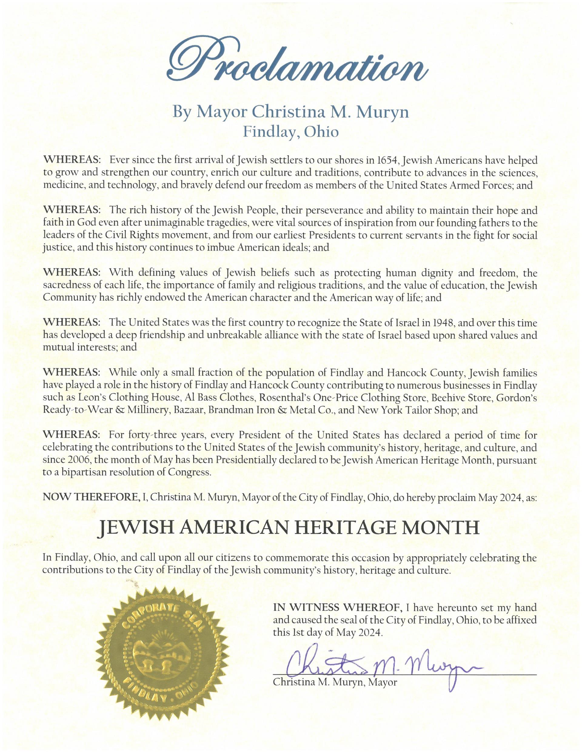 2024.05.Jewish American Heritage Month Proclamation