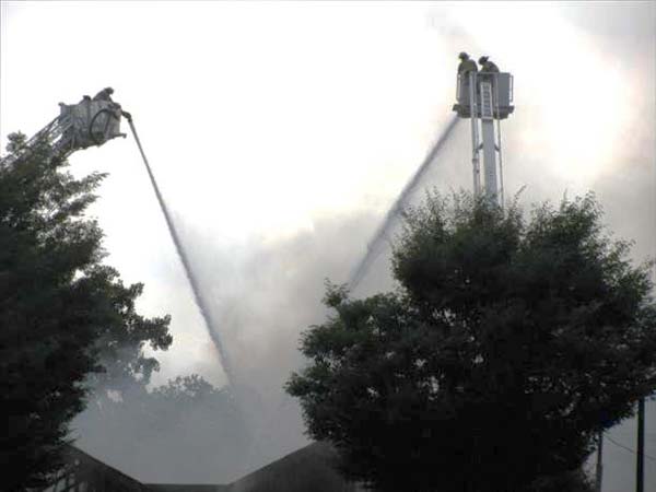 firefighters putting out fire