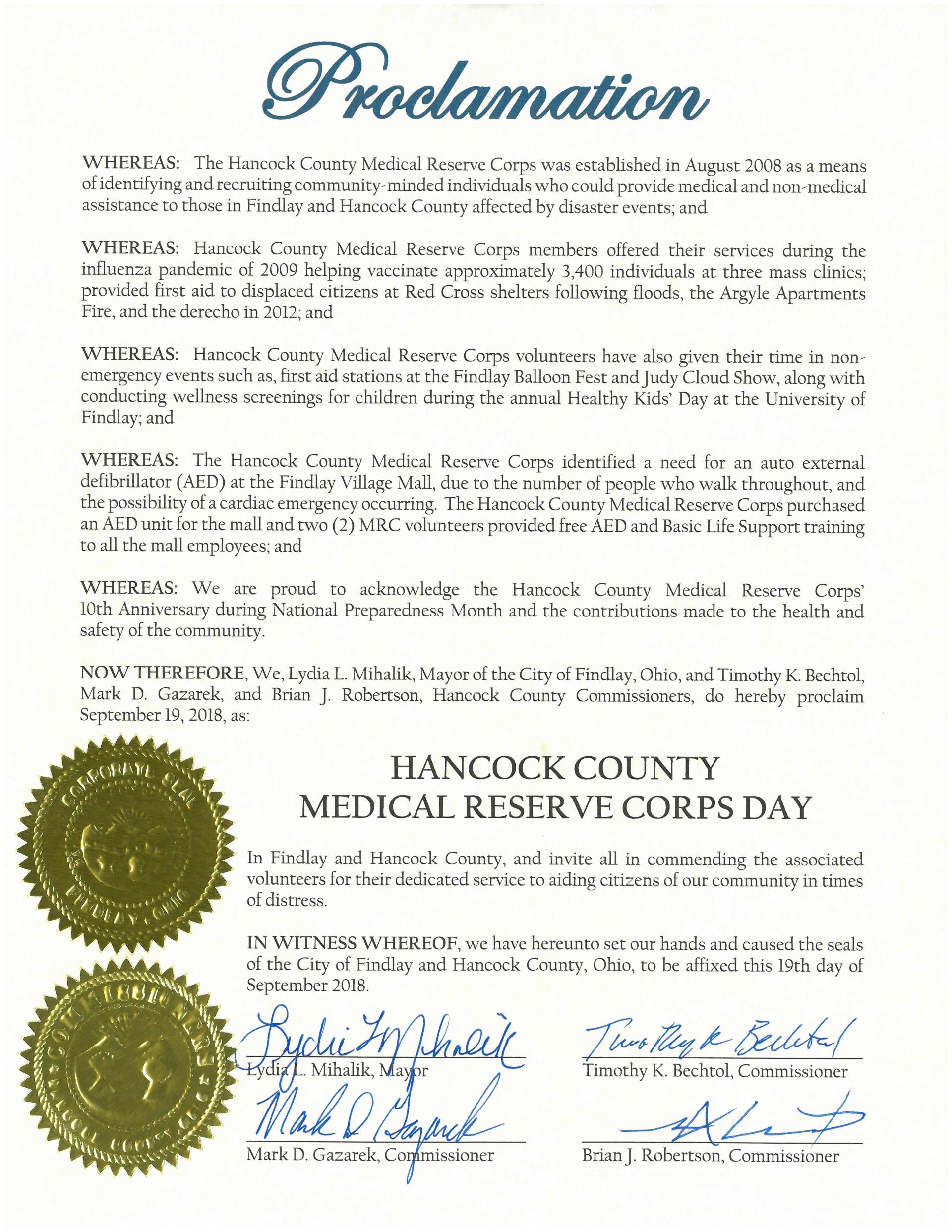 2018.09.19.Hancock Co. Medical Reserve Corps Day